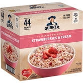 Quaker paquete frente mostrando 44 sobres y fácil almacenamiento