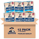 Quaker frontal del paquete mostrando marca y beneficio de cocción rápida