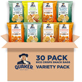 Quaker pack frontal mostrando variedad de sabores y porciones individuales