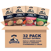 Quaker paquete al frente mostrando las 3 variedades y conveniencia