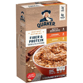 Quaker paquete frontal mostrando caja de 8 sobres y beneficios nutricionales