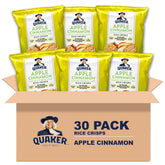 Quaker frente del paquete mostrando manzana canela y beneficios