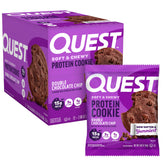 Quest galleta frente del empaque mostrando sabor doble chocolate y conveniencia