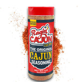 Ragin' Cajun frente del envase mostrando 16 oz y diseño atractivo