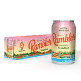 RAMBLER vista frontal de lata de toronja, refresco cítrico listo para beber