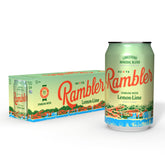 RAMBLER paquete de 12 latas mostrando frontal y beneficio de stock conveniente