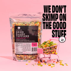 Ramen Bae primer plano de verduras deshidratadas con color vibrante
