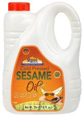 Rani aceite de sésamo vista frontal mostrando botella y volumen, ideal para cocinar
