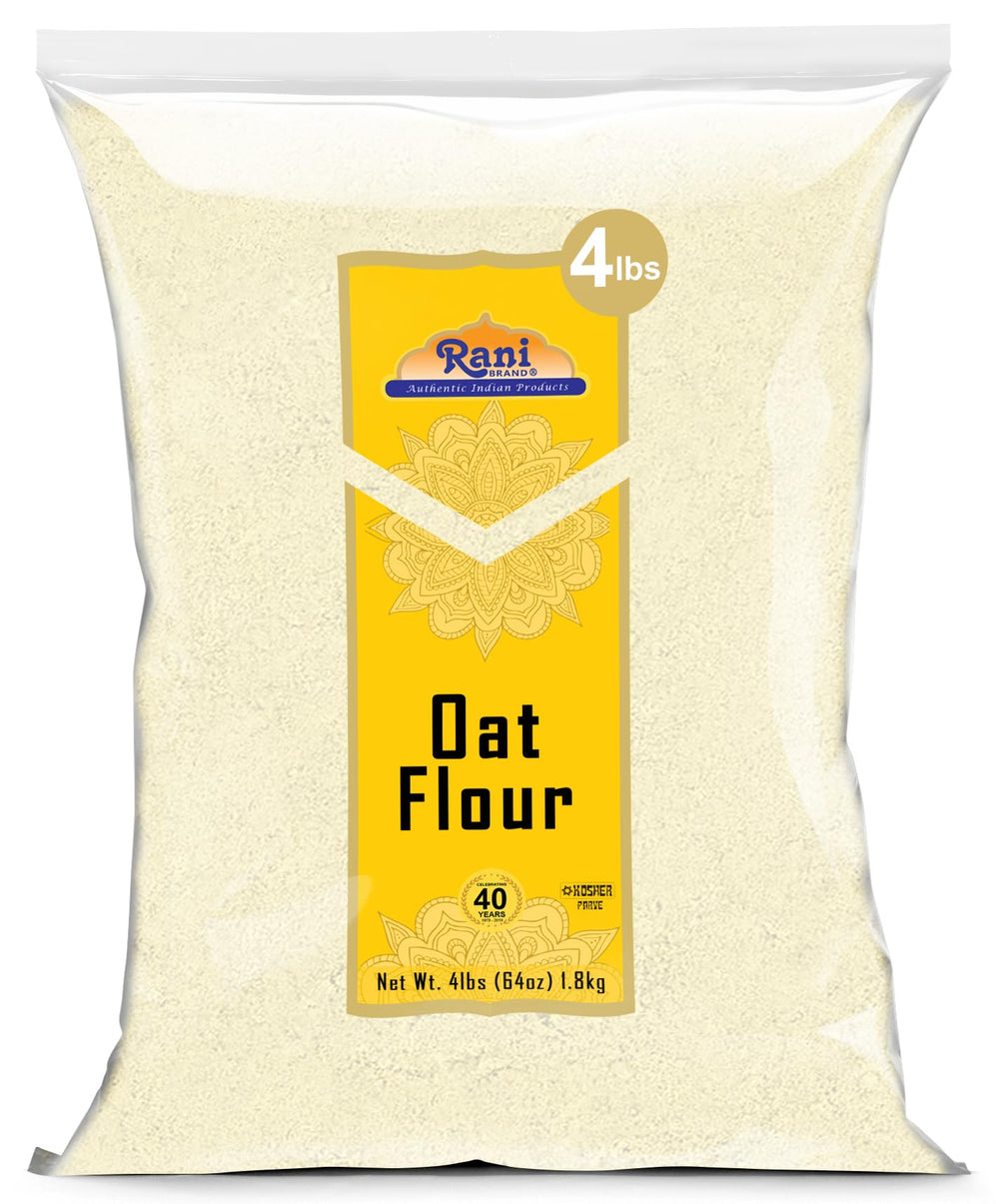 Rani empaque frontal de harina de avena, visual claro del producto y tamaño