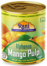 Rani Mango Pulp Puree frente de lata muestra marca y conveniencia