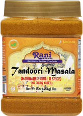 Rani Tandoori Masala tarro frontal mostrando diseño y peso práctico