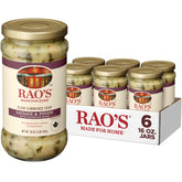 Rao's sopa de salchicha y papa frontal del envase mostrando marca y diseño, conveniencia inmediata