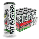 RAT BASTARD lata frontal mostrando diseño y sabor Wild Watermelon, energía limpia