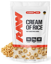 RAW frontal del envase mostrando tamaño y sabor Honey Nut, ideal para energía rápida