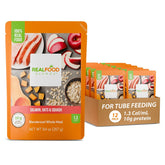 Real Food Blends envase frontal con salmón, información visible y fácil identificación
