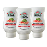Reàl Infused Exotics vista frontal del pack de tres con sabor sandía, práctico y listo para usar