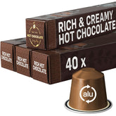 REAL COFFEE GREAT TASTE. EVERY DAY paquete frontal con 40 cápsulas de chocolate cremoso, conserva aroma