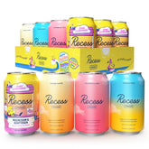 Recess pack Out of Office frontal mostrando las 12 latas y variedad