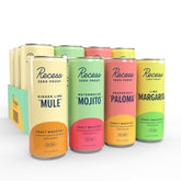Recess pack frontal mostrando las 12 latas y variedad de sabores, ideal para reuniones