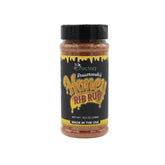 recteq frasco frontal de Rossarooski Honey Rib Rub mostrando presentación y uso