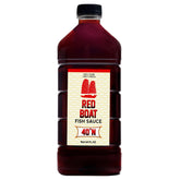 Red Boat botella 64 fl oz mostrando etiqueta frontal y diseño, beneficio de presentación profesional