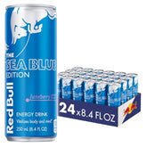 Red Bull Juneberry lata frontal mostrando diseño Sea Blue y energía instantánea