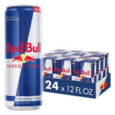 Red Bull lata frontal visible con diseño icónico y refresco inmediato
