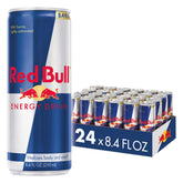 Red Bull lata frontal mostrando diseño y energía inmediata
