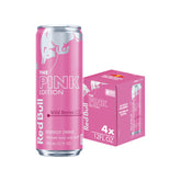 Red Bull lata Pink Edition vista frontal mostrando el diseño y sabor wild berries