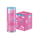 Red Bull lata Pink Edition frente mostrando diseño y sabor Wild Berries