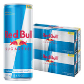 Red Bull lata frontal mostrando marca y formato, energizante sin azúcar