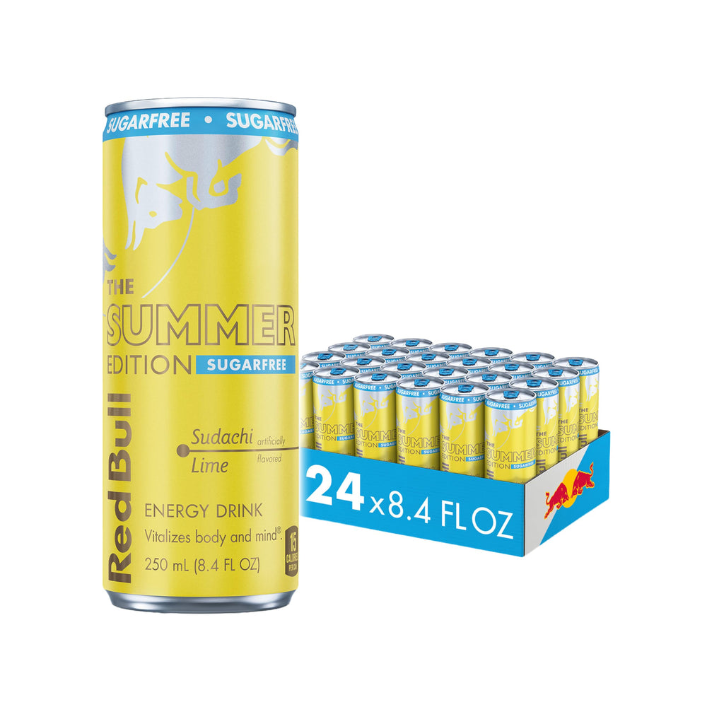 Red Bull lata frontal Sudachi Lime con aspecto refrescante y lista para beber