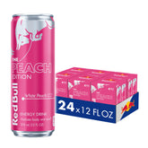 Red Bull White Peach frente de la lata mostrando diseño veraniego y frescura