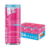 Red Bull lata frontal White Peach, diseño visible y refrescante