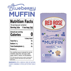 Red Rose taza humeante servida, sabor a muffin sin calorías disfrutable