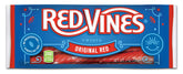 Red Vines empaque frontal mostrando el logo y tamaño práctico