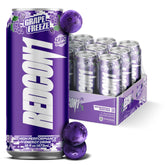 REDCON1 lata Grape Freeze vista frontal con etiqueta clara y energía instantánea