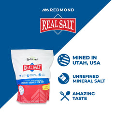 Redmond Real Salt porción en mano para comparar tamaño y control de dosis