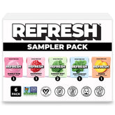 Refresh Gum paquete frontal mostrando diseño y beneficio sostenible
