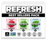 Refresh Gum frontal del pack mostrando el diseño y el beneficio vegetal