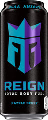 Reign lata abierta con vapor frío, marca y impulso de energía visible