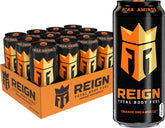 Reign lata frontal mostrando sabor Orange Dreamsicle y energía inmediata