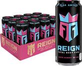 REIGN lata frontal Sour Gummy Worm mostrando diseño y beneficio energizante