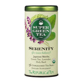 The Republic of Tea lata frontal Supergreen Serenity mostrando diseño y conservación