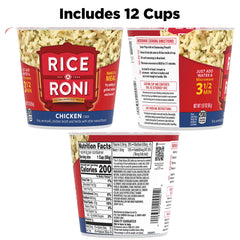 Rice-A-Roni vaso junto a una taza para comparar tamaño y porción
