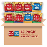 Rice-A-Roni taza frontal mostrando el envase y etiquetas, práctico para porciones individuales