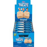 Rice Krispies Treats frente de caja mostrando 20 barras y conveniencia