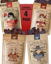 Righteous Felon caja frontal mostrando los cuatro sabores y presentación premium