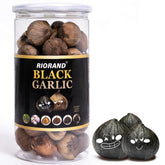 RioRand frasco frontal de ajo negro entero, muestra presentación práctica