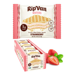 Rip Van paquete frente mostrando 16 wafers, conveniencia y control de porciones
